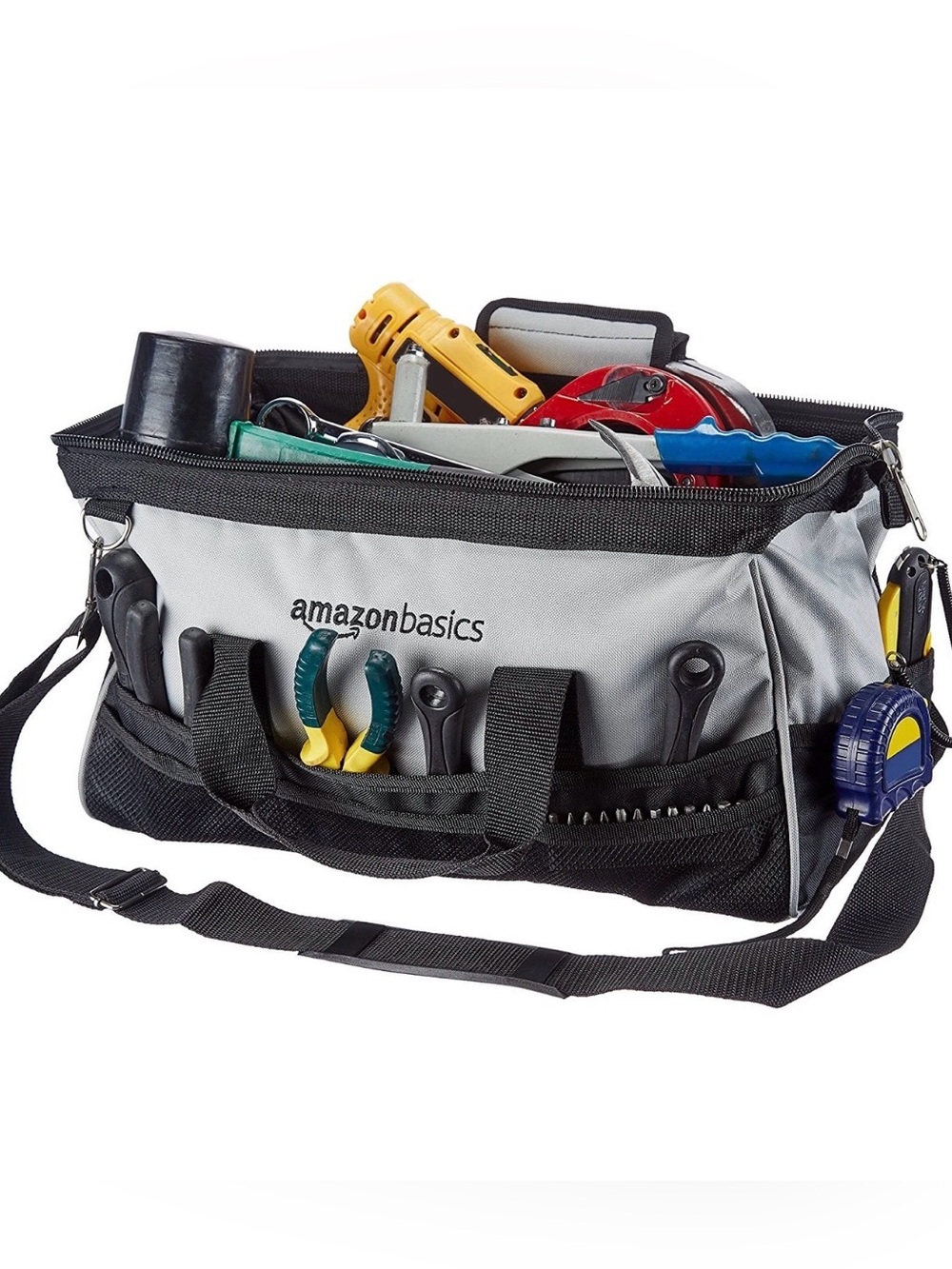 Amazon Basics Durable Wear-Resistant Tool Large Standard Bag, Black & Grey